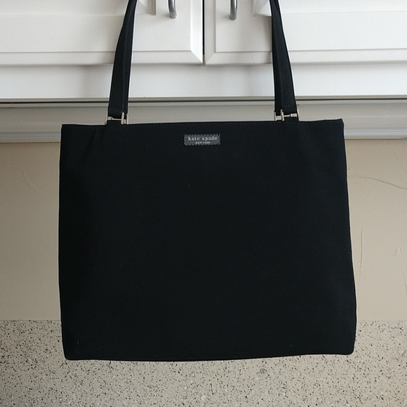 kate spade Handbags - Black linen/canvas Kate Spade bag.